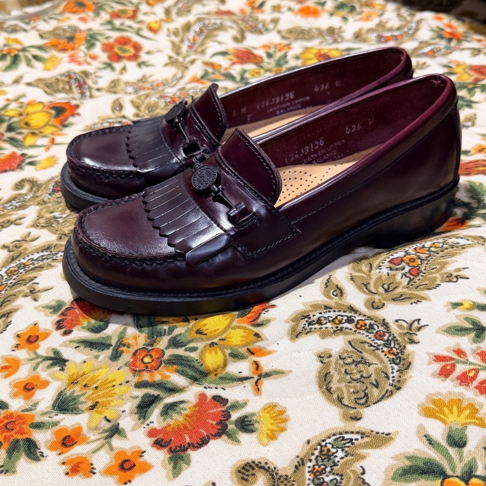 GH Bass Weejuns Burgundy Leather Kiltie Fringe Loafers Size 6 M Oxblood Shoes - Picture 2 of 7
